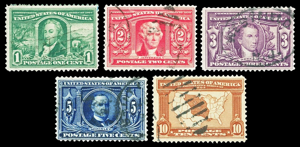 Scott 323-327 1904 1c-10c Louisiana Purchase High Quality Used Set F-VF Cat $84 - Image 1 of 1