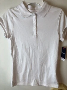 IZOD GIRL'S WHITE SCHOOL UNIFORM SHORT SLEEVE POLO SHIRT SIZE 14 NWT - Picture 1 of 5