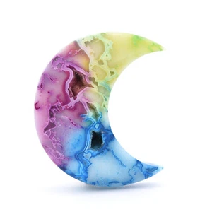 40mm Moon Gemstone Crystal Rainbow Stone (Dyed) Handmade Healing Reiki - Picture 1 of 2