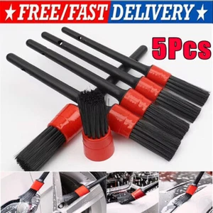 5PC Car Detailing Brush Kit Boar Hair Vehicle Auto Interior For Wheel Clean Sets - Picture 1 of 24