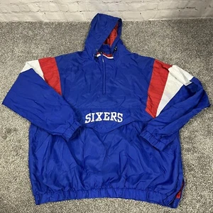 Vintage 90s Philadelphia 76ers Sixers Starter Zip Up Jacket Coat Hooded 2XL - Bild 1 von 10