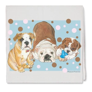Bulldog Polka Dot Decorative Cotton Kitchen Dish Towel, Pet Gift - Picture 1 of 1