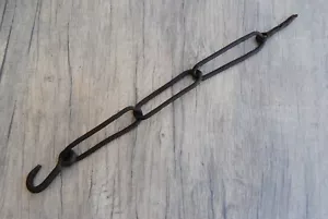 Vintage Schmiedeeisen Haken Länge Kette auf Stift Hängewerkzeug Küche Bauernhof Dekor - Bild 1 von 9