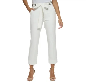 Donna Karan Women Solid Color Pants Defect (Missing tie sash) White Size 14 - Picture 1 of 1