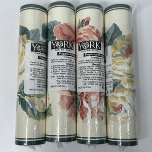 York Prepasted Wallpaper Border Floral Cottage Pink Rose Grandma Core Lot Of 4 - Picture 1 of 4