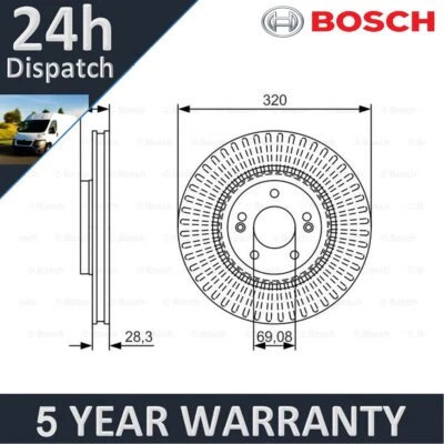 Compatível com Kia Sportage Optima Soul Hyundai i40 + Outros Modelos Bosch Disco de Freio Frontal - Imagem 1 de 4