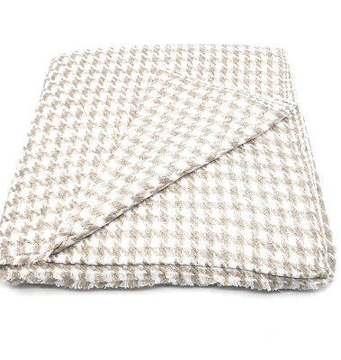 Cashmere Soft Throw Blanket Handmade in Nepal Natural Dye 55" x 100" Houndstooth - Image 1 of 4