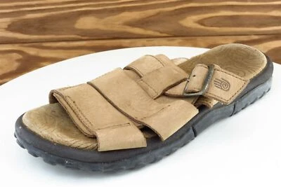 Teva 5.5 M 码棕色拖鞋皮革女式凉鞋 6205 — 第 1/4 张图片