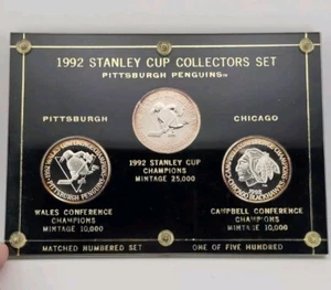 1992 NHL Stanley Cup Collectors Set Pittsburgh Penguins 3oz .999 Silver 1 Of 500 - Picture 1 of 7