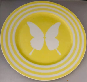 Vintage Fitz and Floyd Papillion Yellow Butterfly Bands 10.5” Dinner Plate EUC - Picture 1 of 5