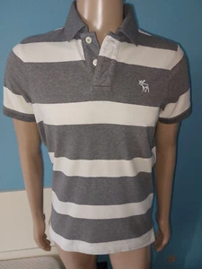 ABERCROMBIE & FITCH POLO UOMO MANICA CORTA COLOR BIANCOGRIGIO A RIGHE TAGLIA M - Foto 1 di 11