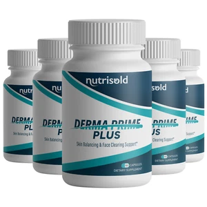 Derma Prime Plus Skin Balancing & Face Clearing Support 5 Bottles 300 Capsules - Picture 1 of 4