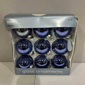 Martha Stewart Everyday Weihnachten Schneefall 9er Set blau Glas Ornamente 2005 - Bild 1 von 7