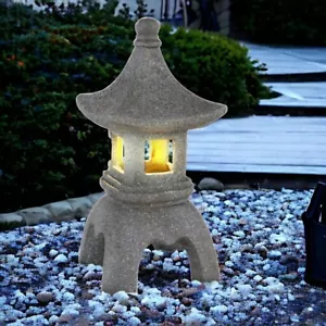 Solar Garten LED Lampe Leuchte Solarleuchte Asia Deko Licht Stein Pagode Figur - Bild 1 von 7