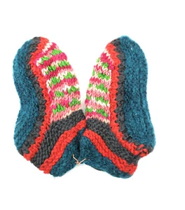 Handmade Knit Wool Bedroom Slippers Fleece Lined Made in Nepal Large Size - Picture 1 of 8