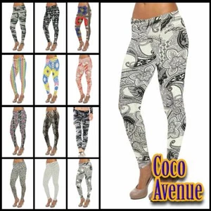 Ladies Leggings Sports Pants Army Floral Print Full Length Stretchy Summer Pants - Picture 1 of 5