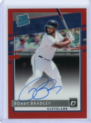 2020 Donruss Optic Baseball Rookie Red Autograph #RRS-BO Bobby Bradley #28/50 - Image 1 of 2
