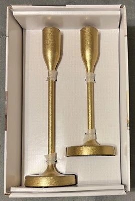 2 Gold Taper Candlestick Holder Pottery Barn Dupe Candleholders Huntington Home - Image 1 of 4