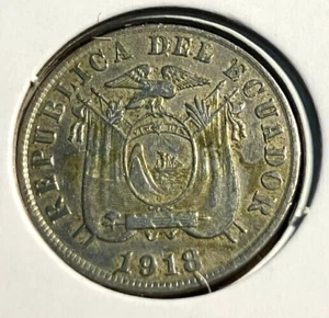 elf Ecuador 5 Centavos 1918 Philadelphia Mint World War I E17 - Picture 1 of 2