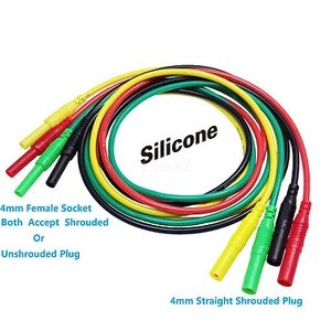 4pcs New 1m Test Cable Lead 4mm Banana Plug Male to Female 13AWG Silicone Cable - Picture 1 of 2