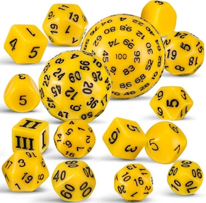 15-teiliges komplettes polyedrisches Würfelset D3-D100 kugelförmiges RPG-Würfelset in opak bla - Bild 1 von 12