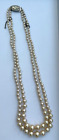 Retro Vintage Lotus Double Strand Pearls With Silver Diamante Clasp