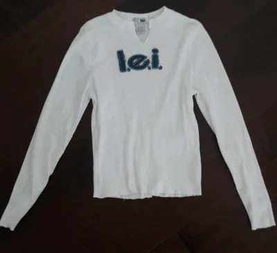 LEI White Long Sleeve Ribbed Top NEW y2k Medium Large XL miss sixty diesel VTG - Image 1 of 4