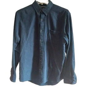 Lands End Herren Langarm Button-Down Hemd Größe L 100% Baumwolle dunkelblau - Bild 1 von 7