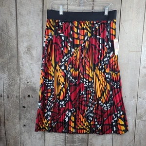 Neu mit Etikett Lularoe Jill plissierter Monarch Schmetterling Flügel Rock Größe L orange rot gelb - Bild 1 von 12