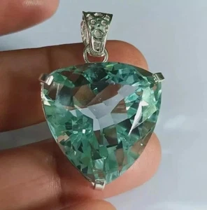 94 kt natürlicher blauer Topas im Trillionenschliff 925 massiv Sterlingsilber Anhänger Edelstein - Bild 1 von 6