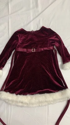 Bonnie Jean 2t девочек бархата блестящий мех манжеты платье праздник Рождество б/у в отличном состоянии - Изображение 1 из 3