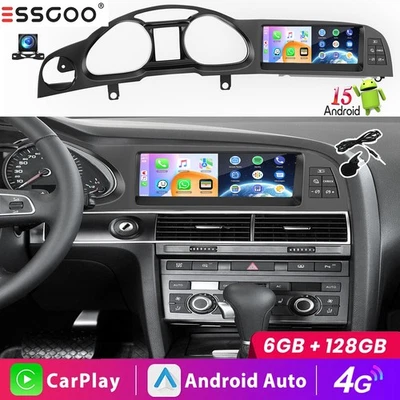 6+128G Für Audi A6 C6 4F MMI 2G 2005-09 Autoradio Android 15 Carplay GPS RDS KAM - Bild 1 von 4