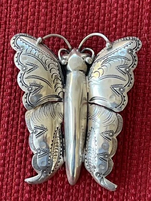 40-е Frank Patania Sr. Thunderbird Shop - брошь-бабочка из тяжелого стерлингового серебра - Изображение 1 из 4