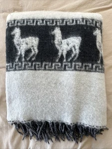 Coperta Perù ABA lana di alpaca sud-ovest lancio frange coperta 70x62 - Foto 1 di 5