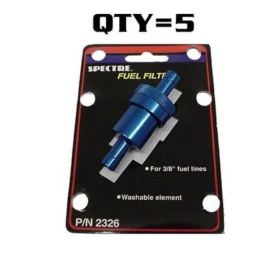 5 - Blue Billet Aluminum 3/8" Fuel Gas Filters Re-Usable Washable Cleanable - Image 1 of 4