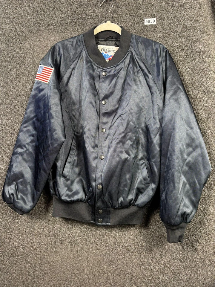 Куртка мужская Blauer средняя темно-синяя Bomber Thinsulate утепленная сделано с флагом США - Изображение 1 из 4