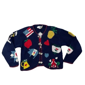 Vintage The Eagles Eye handgestrickter Cardigan Pullover Damen American Teacher Medium J3Y - Bild 1 von 4