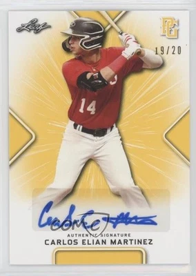 2021 Leaf Perfect Game National Showcase Yellow /20 Carlos Elian Martinez Auto - Image 1 of 2