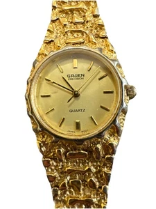 Orologio al quarzo Gruen donna vintage tono oro stile pepita - Foto 1 di 10