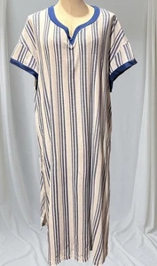 Stan Herman The Hamptons 100% Cotton V-Neck Caftan Beach P1X Blue Striped NWOT - Picture 1 of 7