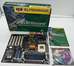 Elitegroup K7S5A Motherboard AMD Socket A Vintage 1999 w/ Box User Guide & Disc - Photo 1/11