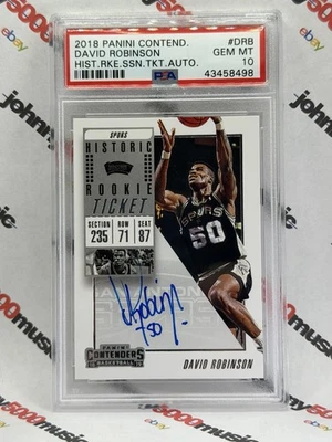 David Robinson 2018 Panini Contenders en tarjeta autógrafo #DRB PSA gema como nuevo 10 Foto 1 de 2
