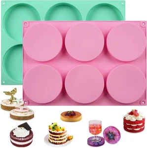 HUAKENER 2 Stück Silikon Muffin Top Pfannen zum Backen, 4 Zoll Antihaft Runde Formen - Bild 1 von 6