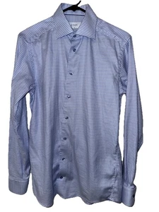 ETON Dress Shirt Size 38 15 Slim Fit in White/Blue Lightning Bolts, Luxury htf - Picture 1 of 20