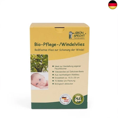 BESUCHE DEN GRÜNSPECHT-STORE GRÜNSPECHT Bio-Pflege-/Windelvlies, Einlage für Stoffwindeln, 100% biologisch a