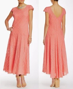 Free People Sz M Coral Combo Priscilla Plaid Drop Waist Midi Dress $168 OB402931 - Picture 1 of 11
