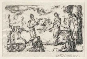 Otto Hettner - Versammlung - handsignierte OriginalLithographie Freie Secession - Picture 1 of 1