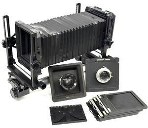 Omega View 45C 4x5 fotocamera con custodia e obiettivo: premere Xenar 135 mm 3,8, Komura 75 mm 6,3 - Foto 1 di 22