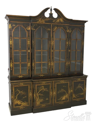 54849EC: TROUVAILLES Chinoiserie Decorated Breakfront China Cabinet Cover