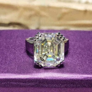 4Ct Asscher Cut VVS1/D Diamond Solitaire Engagement Ring 14K White Gold Finish - Picture 1 of 10